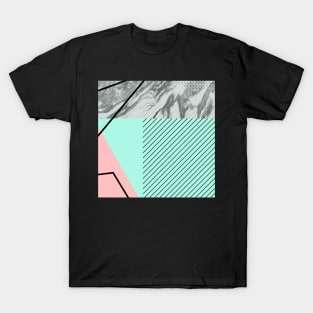 Grey marble green pink background T-Shirt